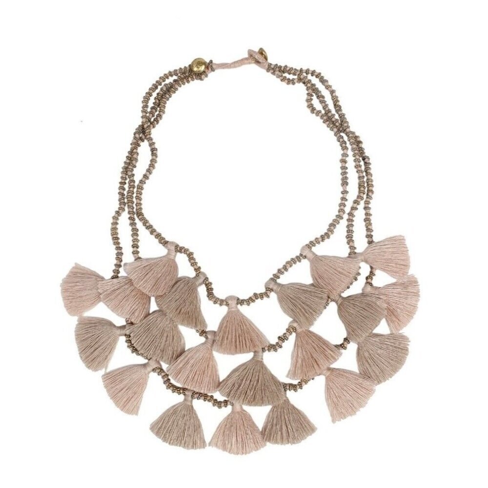 Bluma Project Sand Tassel Boho Necklace Artisan Handcrafted India Multi-Strand